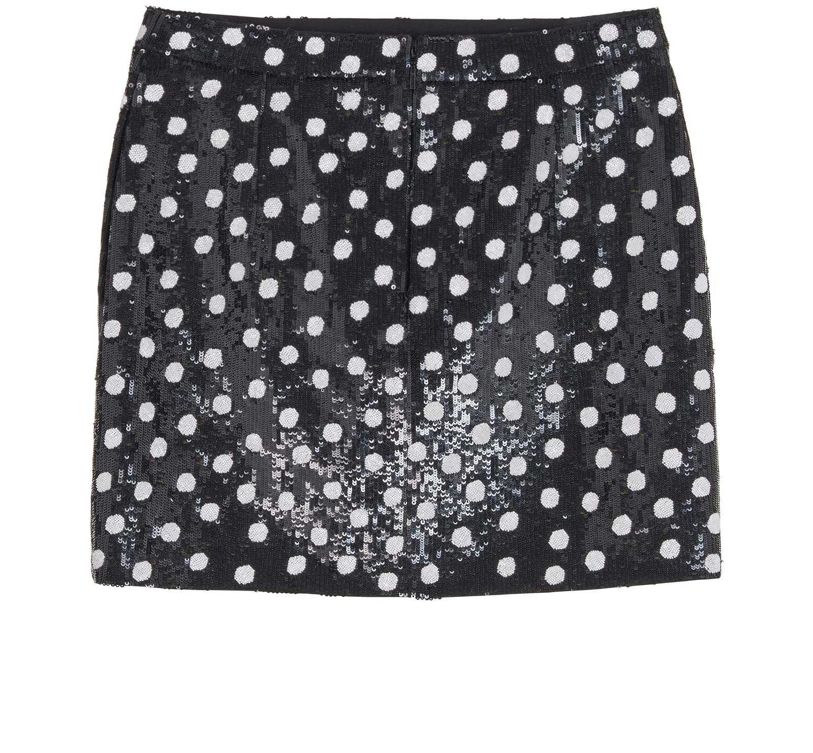 Saint Laurent Polka Dot Sequins Mini Skirt, &pound;250, Clothing, Black/White, Sequins/Wool, Back view