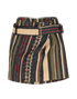 Saint Laurent Stripe Print Belted Mini Skirt, &pound;90, Clothing, Beige/Black, Cotton/Silk, Front view
