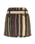 Saint Laurent Stripe Print Belted Mini Skirt, &pound;90, Clothing, Beige/Black, Cotton/Silk, Back view