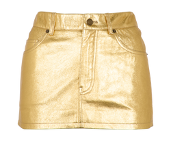 Saint Laurent Mini Skirt, Leather, Gold, UK8, 2*