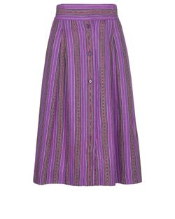 YSL Vintage Purple Stripe Midi Skirt, Cotton, Purple/Multi, UK12, 2*