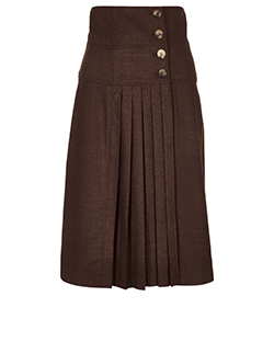 Yves Saint Laurent Midi Skirt, Wool, Brown, 6