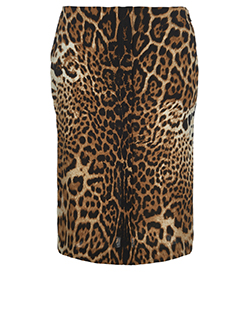 YSL Leopard Print Skirt, Silk, Black, 12, 2*
