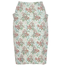 Stella McCartney Floral Printed Skirt, Polyester, Green/Red, 12, 2*