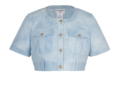 Chanel Cropped Denim Top, &pound;1,200, Clothing, Blue, Cotton/Denim, Front view