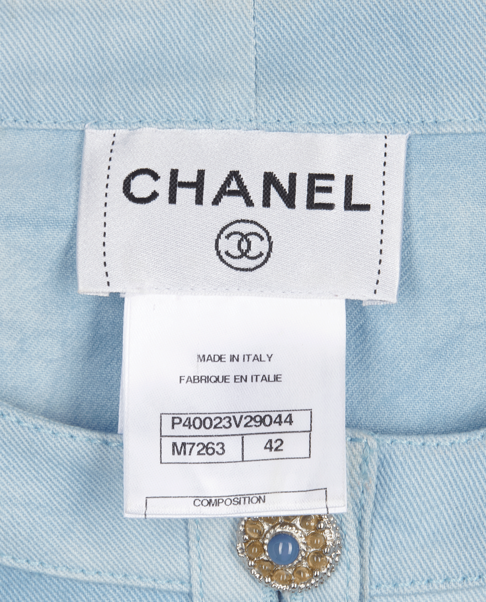 Chanel Cropped Denim Top, &pound;1,200, Clothing, Blue, Cotton/Denim, Other view