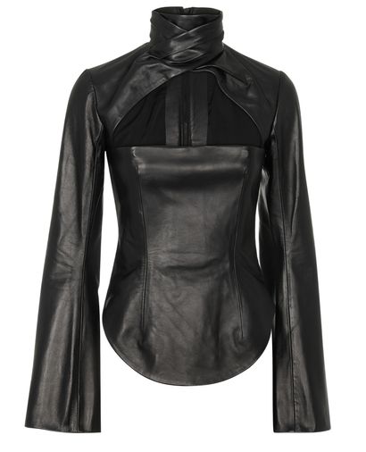 16 ARLINGTON ODESSA NAPPA TWIST NECK TOP, front view