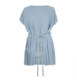 MM6 Pleated Tunic Blouse, Polyester, Blue, UK12, 3*