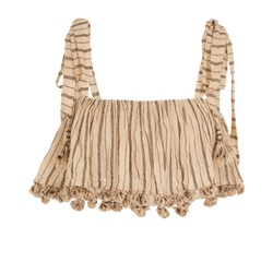 Zimmerman Pompom Crop Top, Cotton, Beige, UK8, 2*
