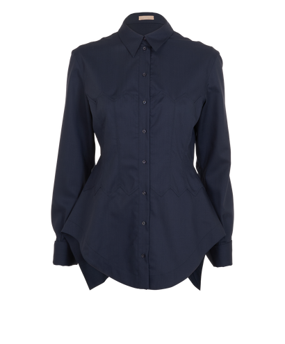 Alaia Peplum Corset Shirt, &pound;195, Clothing, Navy, Wool, Front view
