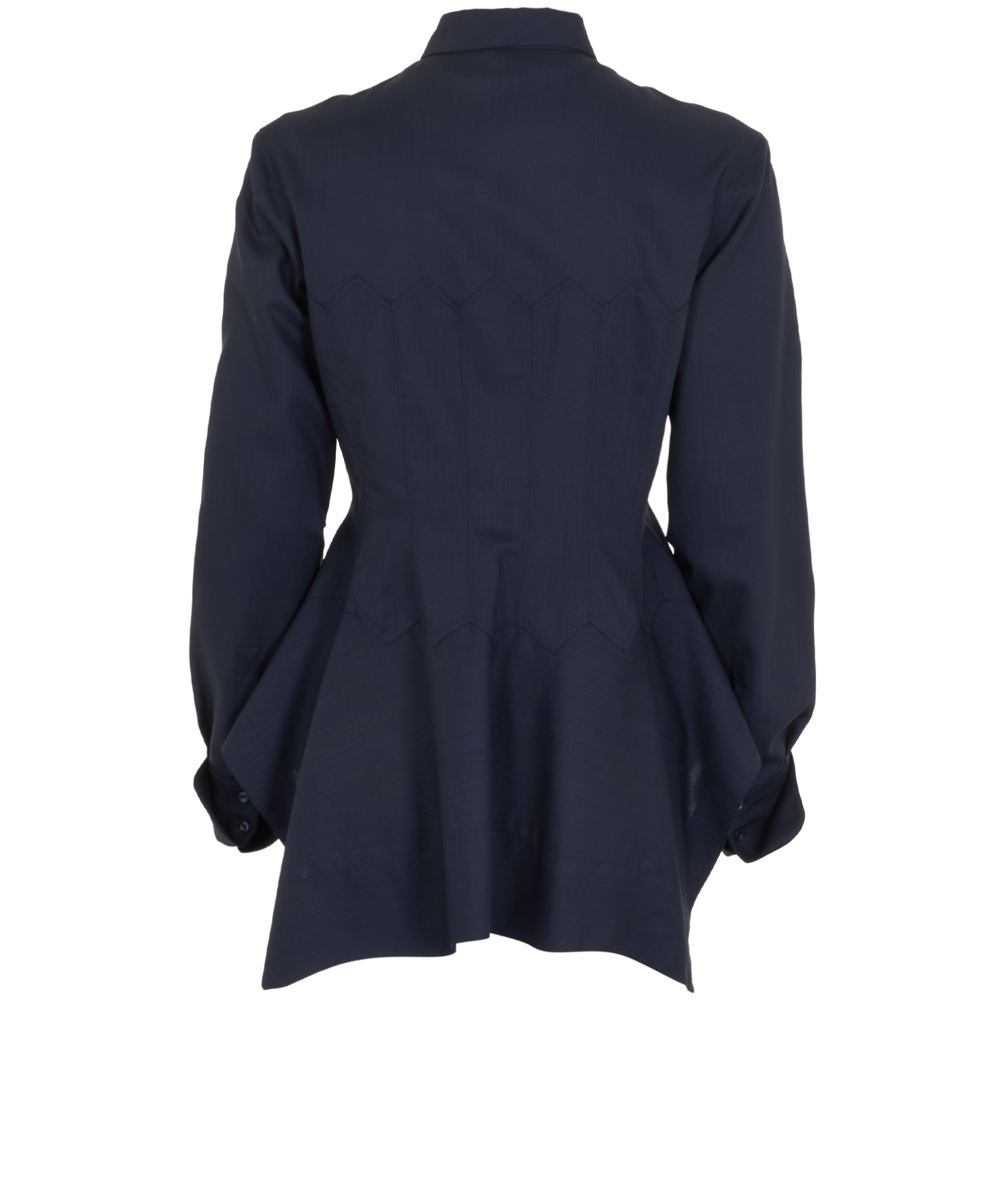 Alaia Peplum Corset Shirt, &pound;195, Clothing, Navy, Wool, Back view
