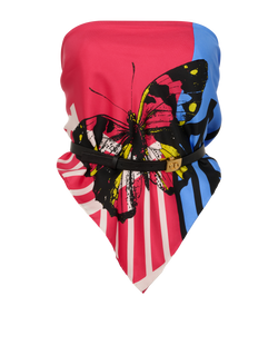 Christian Dior Butterfly Top, Silk/Leather, Blue/Pink, Sz XS, 3*