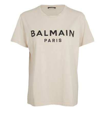 Balmain Classic Logo T-Shirt, &pound;120, Clothing, Beige, Cotton, Front view