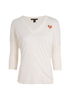 Louis Vuitton Heart Brooch V-Neck Top, &pound;120, Clothing, Cream, Cotton, Front view