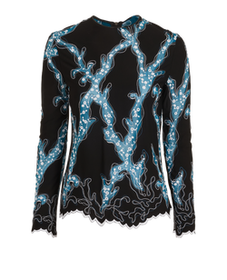 Louis Vuitton Embroidered Blouse, Viscose, Black, UK 10, 3*