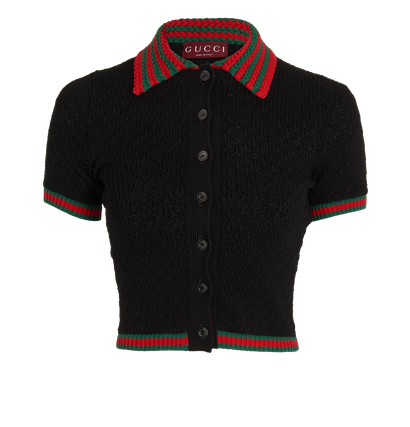 Gucci Crop Polo Top, &pound;320, Clothing, Black, Wool, Front view