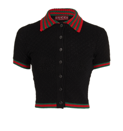 Gucci Crop Polo Top, Cotton, Black, Sz XXS, 3*