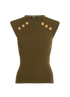 Balmain Ribbed Sleeveless Top, &pound;230, Clothing, Khaki, Viscose, Front view