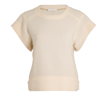 Chloe Crewneck Top, &pound;160, Clothing, Cream, Wool, Front view