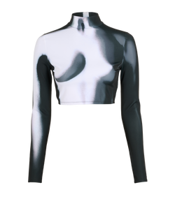 Balmain Crop Zipped Top, Polyester, White/Black, UK8, 2*