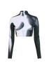 Balmain Crop Zipped Top, &pound;150, Clothing, Black/White, Polyester (Polymer), Front view