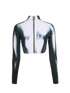 Balmain Crop Zipped Top, &pound;150, Clothing, Black/White, Polyester (Polymer), Back view