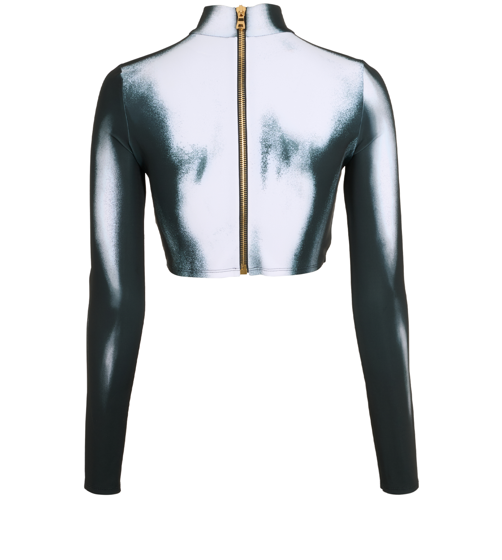 Balmain Crop Zipped Top, &pound;150, Clothing, Black/White, Polyester (Polymer), Back view