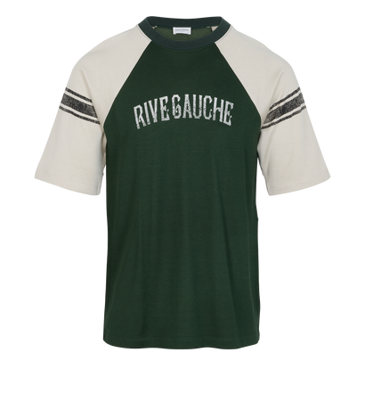 Saint Laurent Rive Gauche Raglan T-Shirt, &pound;220, Clothing, Green, Cotton/Viscose, Front view