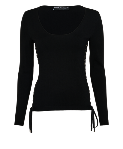 Dolce & Gabbana Side Laced Top, &pound;295, Clothing, Black, Viscose, Front view
