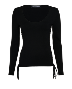Dolce & Gabbana Side Laced Top, Viscose, Black, UK8, 2*