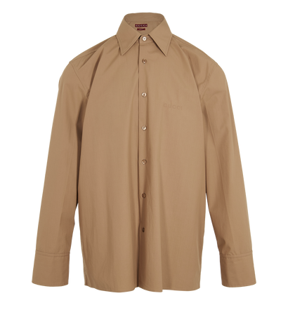 Gucci Logo Classic Shirt, &pound;175, Clothing, Beige, Cotton, Front view