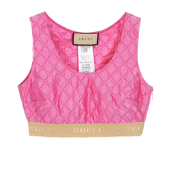 Gucci GG Crop Top, Silk, Pink,UK4, 2*