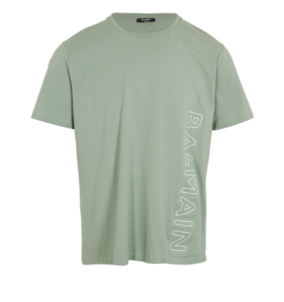 Balmain Logo Embossed T-Shirt, &pound;130, Clothing, Green, Cotton, Front view