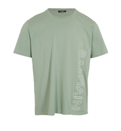 Balmain Logo Embossed T-Shirt, Mens, Cotton, Green, Sz 2XL, 2*