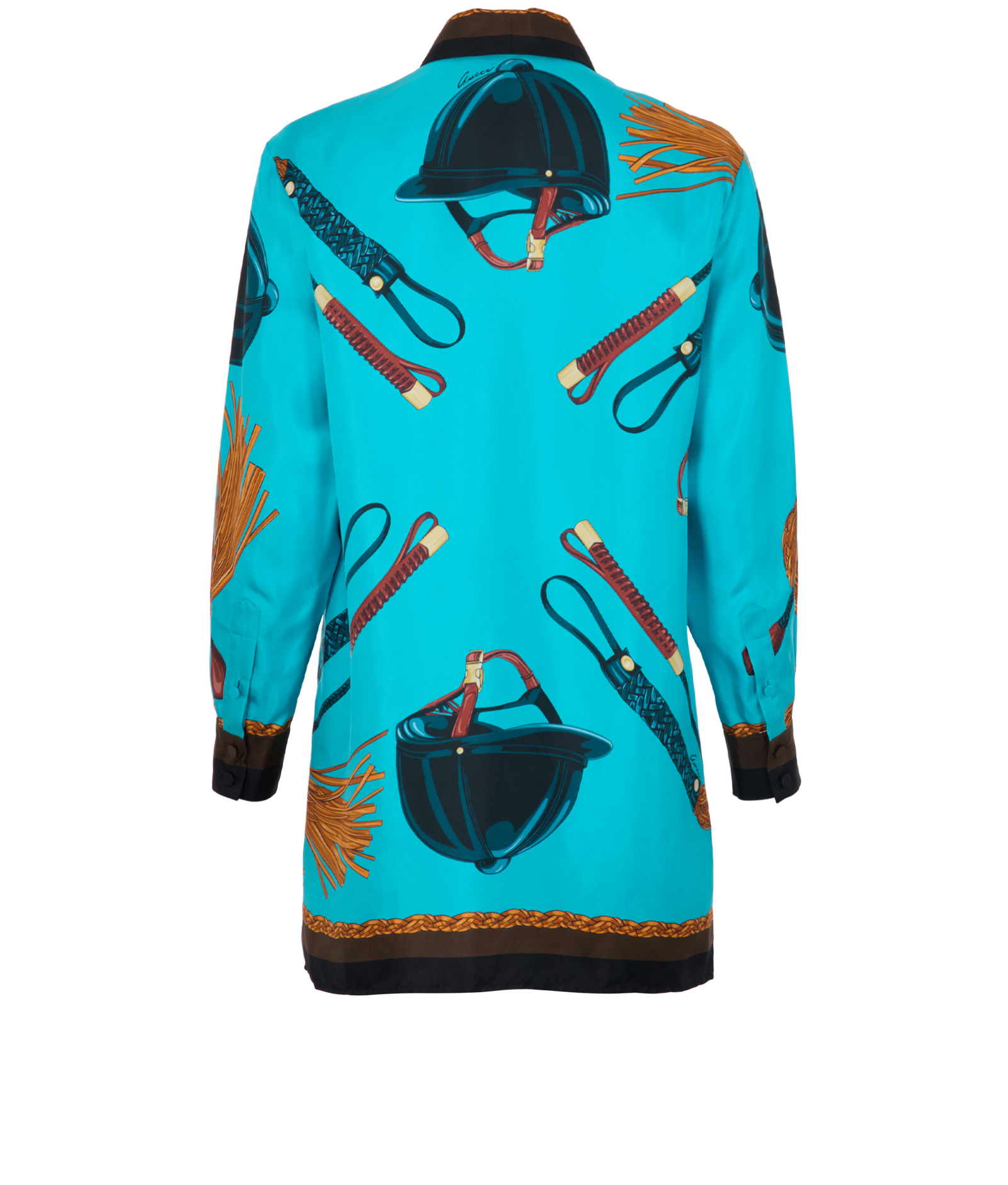 Gucci Equestrian Print Shirt, &pound;320, Clothing, Blue, Silk, Back view