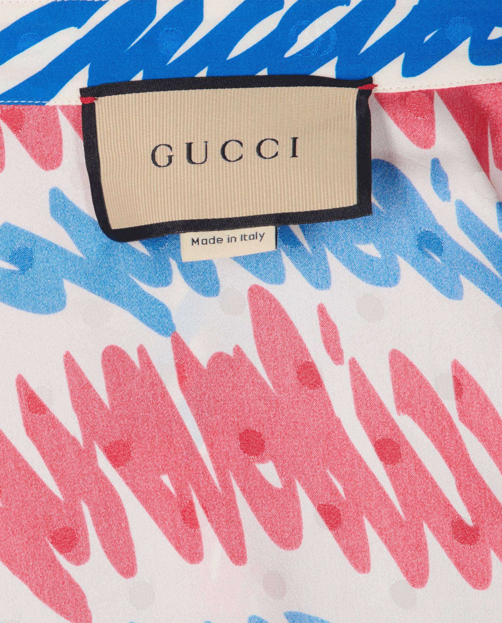 Gucci 'Loves You' Shirt, &pound;250, Clothing, Blue/Cream/Red, Silk, Other view