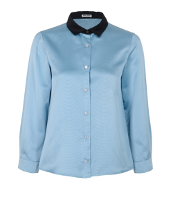 Miu Miu Two Tone Shirt, Silk, Blue/Blk, UK10, 2*
