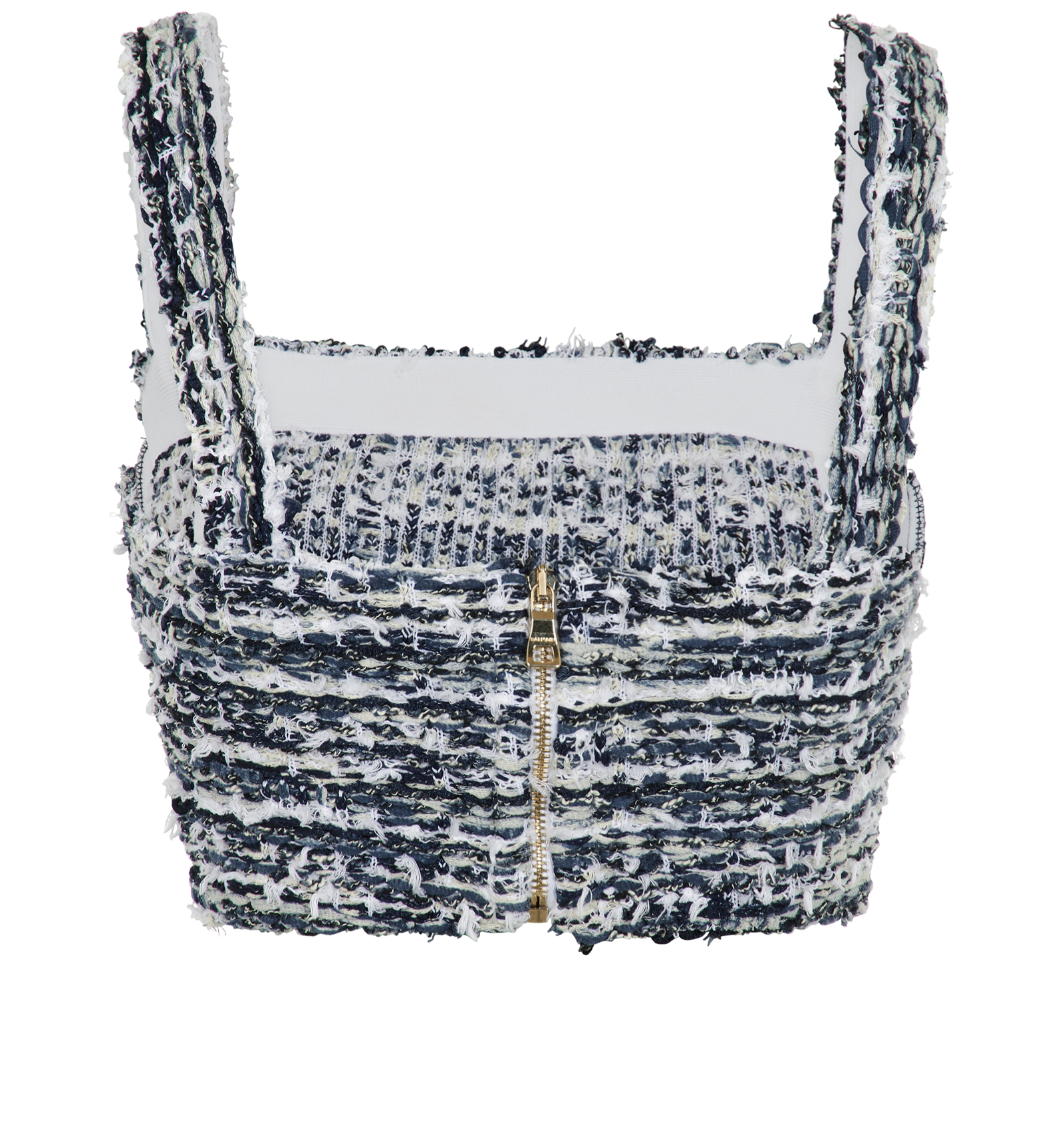 Balmain Crop Top, &pound;110, Clothing, Blue/White, Cotton/Viscose, Back view