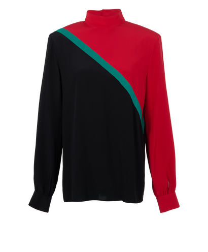 Gucci Web Blouse, &pound;220, Clothing, Black/Green/Red, Silk, Front view