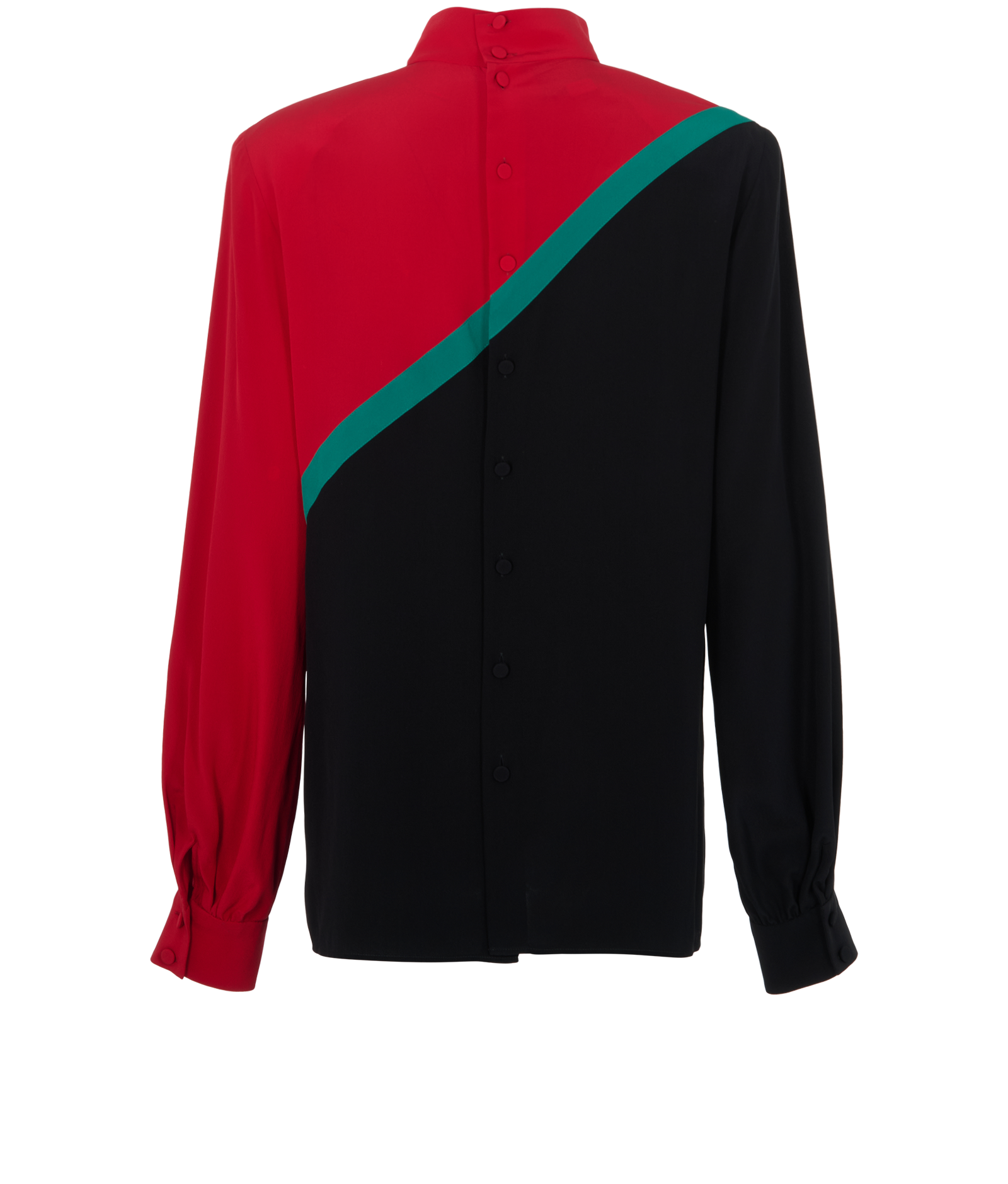 Gucci Web Blouse, &pound;220, Clothing, Black/Green/Red, Silk, Back view