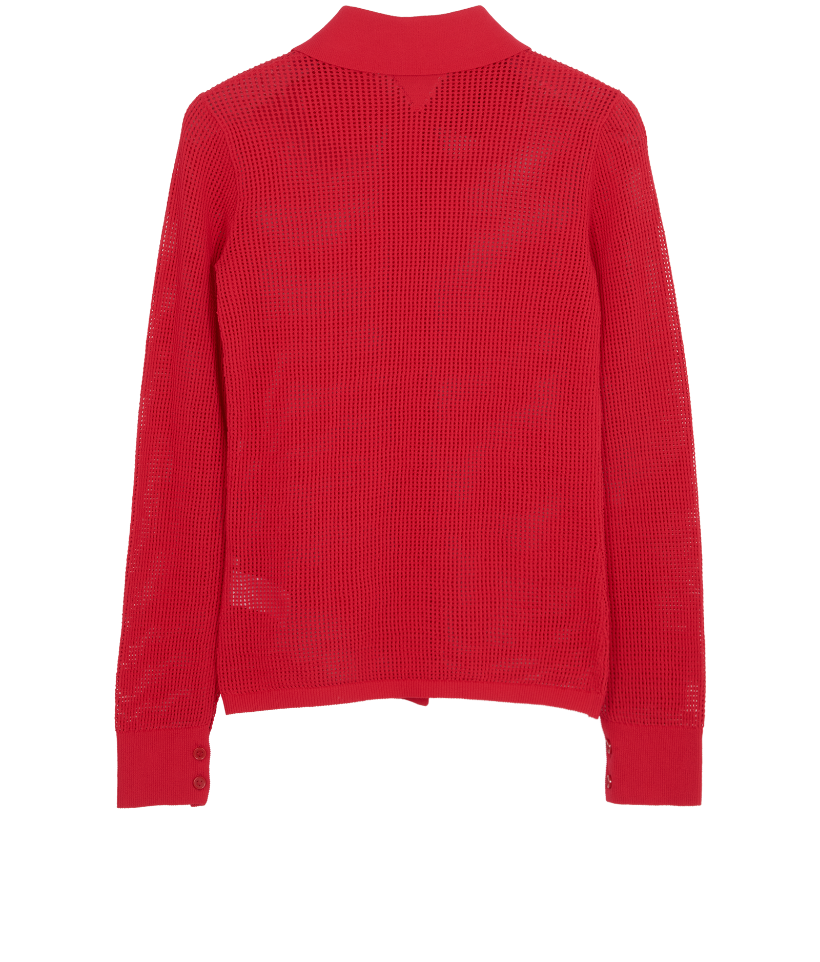 Bottega Veneta Technical Mesh Polo Top, &pound;150, Clothing, Red, Cotton/Polyester (Polymer), Back view