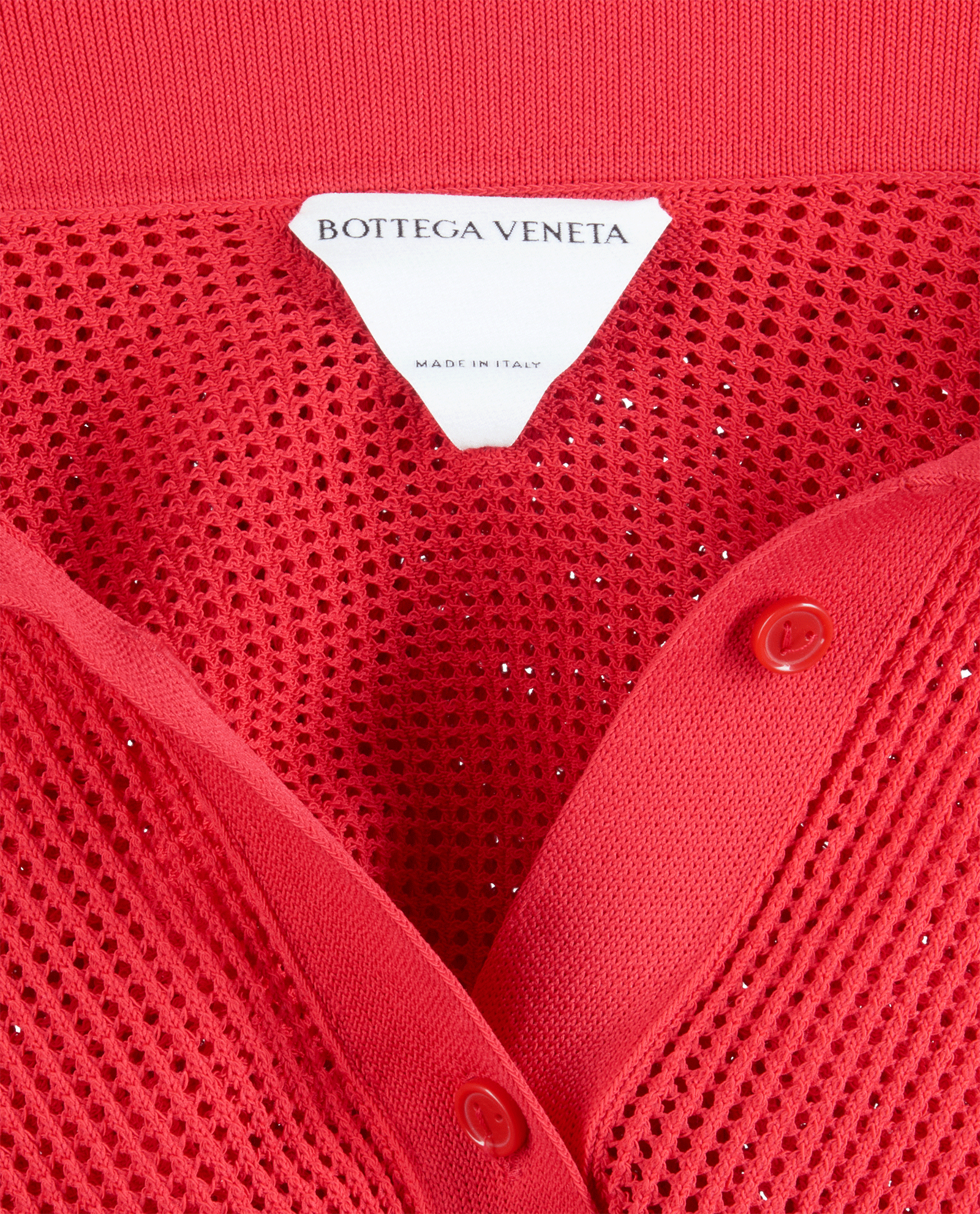 Bottega Veneta Technical Mesh Polo Top, &pound;150, Clothing, Red, Cotton/Polyester (Polymer), Other view