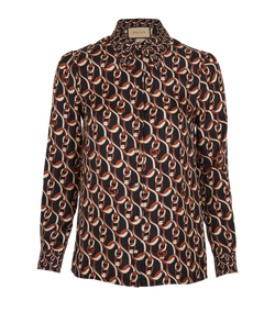 Gucci Interlocking G Chain Shirt, Silk, Black, UK4, 2*