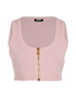 Balmain Monogram Jacquard Zip-Front Cropped Top, &pound;320, Clothing, Pink, Viscose/Wool, Front view