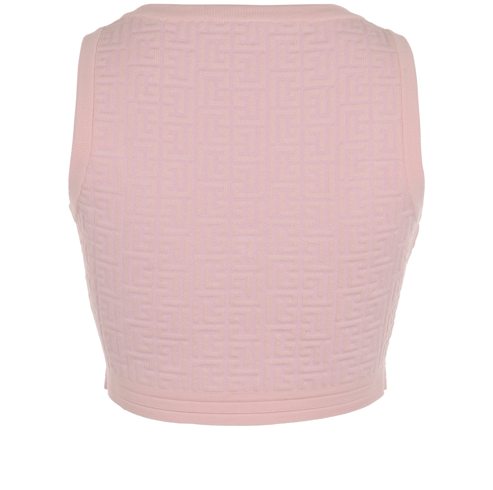 Balmain Monogram Jacquard Zip-Front Cropped Top, &pound;320, Clothing, Pink, Viscose/Wool, Back view