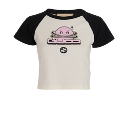 Gucci Logo T-Shirt, Cotton, White/Black/Pink, Sz 2XS, 2*