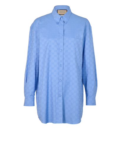 Gucci GG Supreme Oxford Shirt, &pound;350, Clothing, Blue, Cotton, Front view