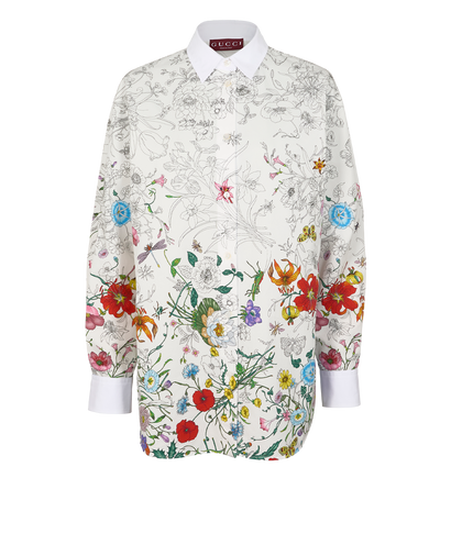 Gucci Fading Floral Shirt, &pound;350, Clothing, White, Cotton, Front view
