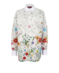 Gucci Fading Floral Shirt, Cotton, White, UK10, 2*