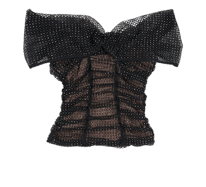 Self-Portrait Off The Shoulder Top, &pound;150, Clothing, Black, Polyester, Front view